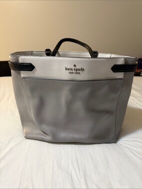 kate spade Gray, White & Black Leather-Trim Tote